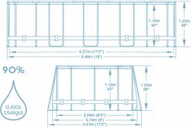 BASEN STELAŻ RATTAN/ OKNO OVAL 549 x 274 x 122 cm 