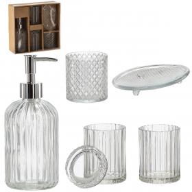ZESTAW ŁAZIENKOWY SZKLANY  5 ELEM.