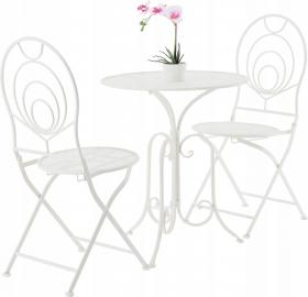 METALOWY ZESTAW MEBLI OGRODOWYCH STOLIK KRZESŁA BIAŁY VINTAGE