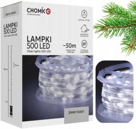 LAMPKI LED MICRO NA SZPULI 500L ZIMNY BIAŁY, DŁ. 3 + 50 M