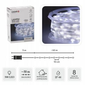 LAMPKI LED MICRO NA SZPULI 500L ZIMNY BIAŁY, DŁ. 3 + 50 M