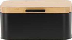 CHLEBAK LAURO  METALOWY Z BAMBUSOWĄ POKRYWĄ 30 x 23 x 18 x 15 CM CZARNY 