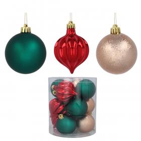 KPL. 12 BOMBEK 6 CM ZIELONY/ZŁOTY/CZERWONY TUBA