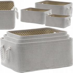 ZESTAW 3 ORGANIZERÓW BEŻOWYCH Z DEKORACYJNĄ PODSZEWKĄ SALON ŁAZIENKA GARDEROBA