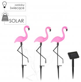 LAMPA SOLARNA 25 x 15 x 53 CM 3 FLAMINGI 6 LED ZIMNY BIAŁY