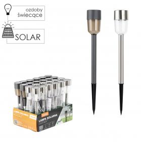 LAMPA SOLARNA SALMA 4,7 x 4,7 x 34 CM SREBRNA TRANSPARENTNA / SZARA DYMIONA CIEPŁY BIAŁY