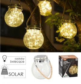LAMPA SOLARNA  SŁOIK 12 x 12 x 14,5 CM KRIS 20 LED CIEPŁY BIAŁY