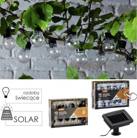 GIRLANDA SOLARNA OGRODOWA DŁ. 2 + 1.8 M LUCA 10 LED ZIMNY BIAŁY