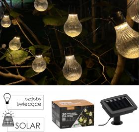 GIRLANDA SOLARNA OGRODOWA DŁ. 2 + 3.8 M STRIPES 20 LED CIEPŁY BIAŁY