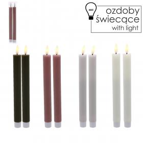KPL. 2 ŚWIEC WOSKOWYCH LED 2,2 x 24,5 CM MIX KOLOR