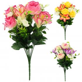 SZTUCZNA GAŁĄZKA  BUKIET RÓŻ I LILII 43 x 25 x 25 CM MIX KOLORÓW