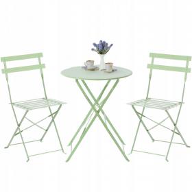 Zestaw Mebli Ogrodowych Garden Line Zielony (Stół Okrągły + 2 Krzesła)