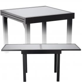 STÓŁ OGRODOWY ROZKŁADANY ALUMINIOWY 90/180 x 90 x 75,5 CM NOWOCZESNY SZARY