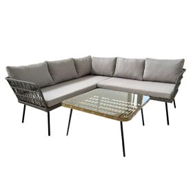 Zestaw Mebli Ogrodowych  Sofa Narożna, Stolik  Szary Garden Line