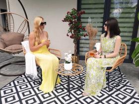 Zestaw Mebli Ogrodowych (2 Krzesła, Stolik)  Brązowy z Szarymi Poduszkami Garden Line 