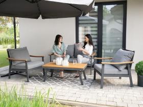 Zestaw Mebli Aluminiowych Lublana Garden Line Szary Aluminiowy  (Sofa + 2 Fotele + Stolik)
