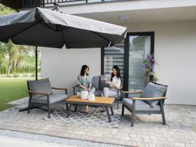 Zestaw Mebli Aluminiowych Lublana Garden Line Szary Aluminiowy  (Sofa + 2 Fotele + Stolik)
