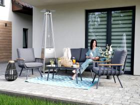 Zestaw Mebli Aluminiowych Garden Line (Sofa + 2 Fotele + Stolik)   Szary z Szarymi Poduszkami