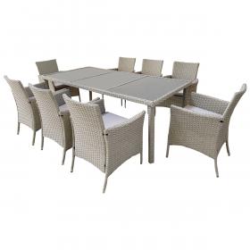 Zestaw Mebli Ogrodowych (8 Foteli + Stół) Kolor Szary Garden Line