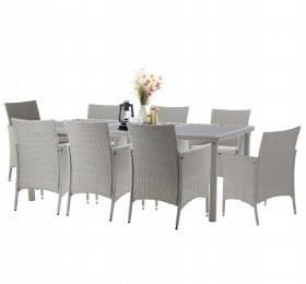 Zestaw Mebli Ogrodowych (8 Foteli + Stół) Kolor Szary Garden Line