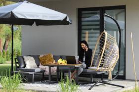 Zestaw Mebli Aluminiowych Bogota Garden Line Szary z Szarymi Poduszkami (Sofa Narożna + Stolik)