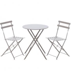 Zestaw Mebli Ogrodowych Garden Line Szary (Stół Okrągły + 2 Krzesła)