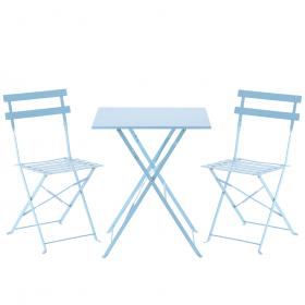Zestaw Mebli Ogrodowych Garden Line Niebieski (Stół Kwadratowy + 2 Krzesła)