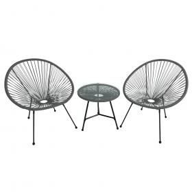Zestaw Mebli Ogrodowych Garden Line Szary (2 Krzesła + Stolik)