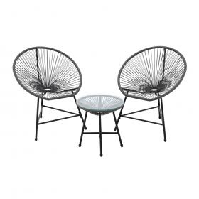 Zestaw Mebli Ogrodowych Garden Line Czarny (2 Krzesła + Stolik)