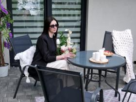 Zestaw Mebli Ogrodowych Garden Line Szary (4 Krzesła + Okrągły Stolik)