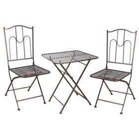 Zestaw Mebli Ogrodowych Garden Line Antyczny Brąz (Stół Kwadratowy + 2 Krzesła)
