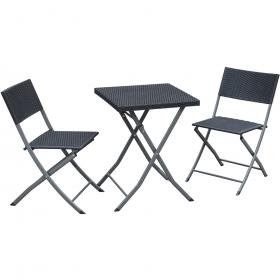 Zestaw Mebli Balkonowych Składanych Garden Line Antracyt (Stolik + 2 Krzesła)