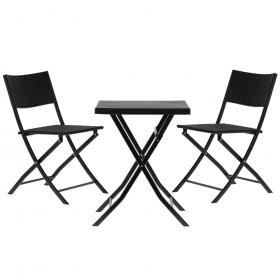 Zestaw Mebli Balkonowych Składanych Garden Line Antracyt (Stolik + 2 Krzesła)