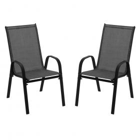 Komplet 2 Krzeseł Ogrodowych Garden Line Czarne