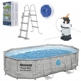 BASEN STELAŻOWY OWALNY RATTAN  4,88 x 3,05 x 1,07 M (BASEN, FILTR PIASKOWY, DRABINKA, POKRYWA, DOZOWNIK) 