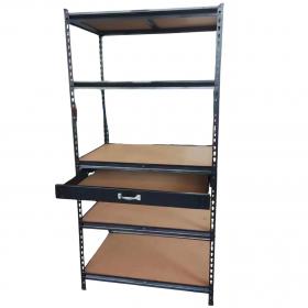 Regał 5Poziomowy z Szufladą 180 x 90 x 60 cm  Udźwig Półki: 175 KG