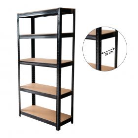 Regał 5Poziomowy 180 x 90 x 30 cm Czarny Udźwig Półki: 175 KG 