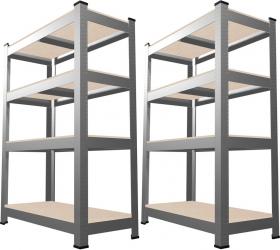 Zestaw Dwóch Regałów 4Poziomowych 150 x 70 x 30 cm Udźwig Półki: 150 KG