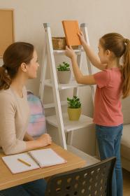 REGAŁ DRABINKOWY BIAŁY Z 3 PÓŁKAMI 42 x 39 x 109 cm