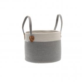 KOSZ NA PRANIE/ZABAWKI 30 x 24 CM OKRĄGŁY SZARY ROZM. S