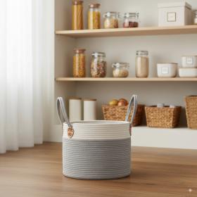 KOSZ NA PRANIE/ZABAWKI 35 x 30 CM OKRĄGŁY SZARY ROZM. L