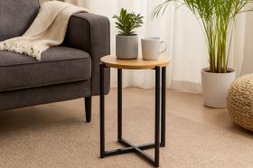 STOLIK OKRĄGŁY Z METALOWĄ PODSTAWĄ ŚR.29 CM WYS. 42 CM