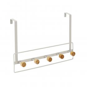 WIESZAK METALOWY NA DRZWI Z BAMBUSOWYMI 5 HAKAMI 39 x 5 x 38 CM