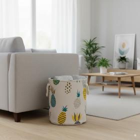 KOSZ NA PRANIE/ZABAWKI 30 x 35 CM OKRĄGŁY ANANASY ROZM. S