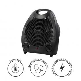 TERMOWENTYLATOR ELEKTRYCZNY / FARELKA Z BEZPIECZNYM WYŁĄCZNIKIEM CZARNA 2000 W