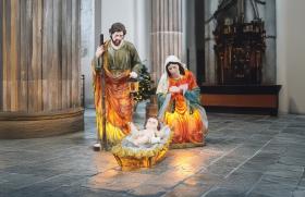 FIGURY DO SZOPKI BOŻONARODZENIOWE PODŚWIETLANE  ŚW. RODZINA 150 CM MASA ŻYWICZNA 