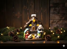 SZOPKA BOŻONARODZENIOWA DOMEK LED 10 X 6,6 X 12CM