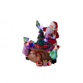 POZYTYWKA BOŻONAR. LED MIKOŁAJ Z CHOINKĄ I PREZENTAMI 20 x 19 x 19 cm