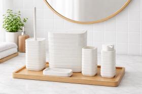 ZESTAW ŁAZIENKOWY KWADRATOWY 5 ELEM. BIAŁY