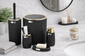 ZESTAW ŁAZIENKOWY OKRĄGŁY 5 ELEM. CZARNY / ZŁOTY